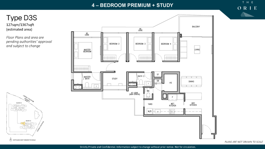 the orie 4 bedroom premium + study floor plan