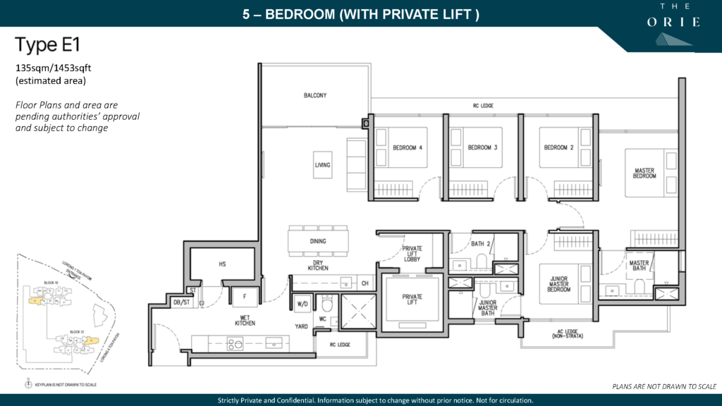 the orie 5 bedroom premium with private lift floor plan or layout